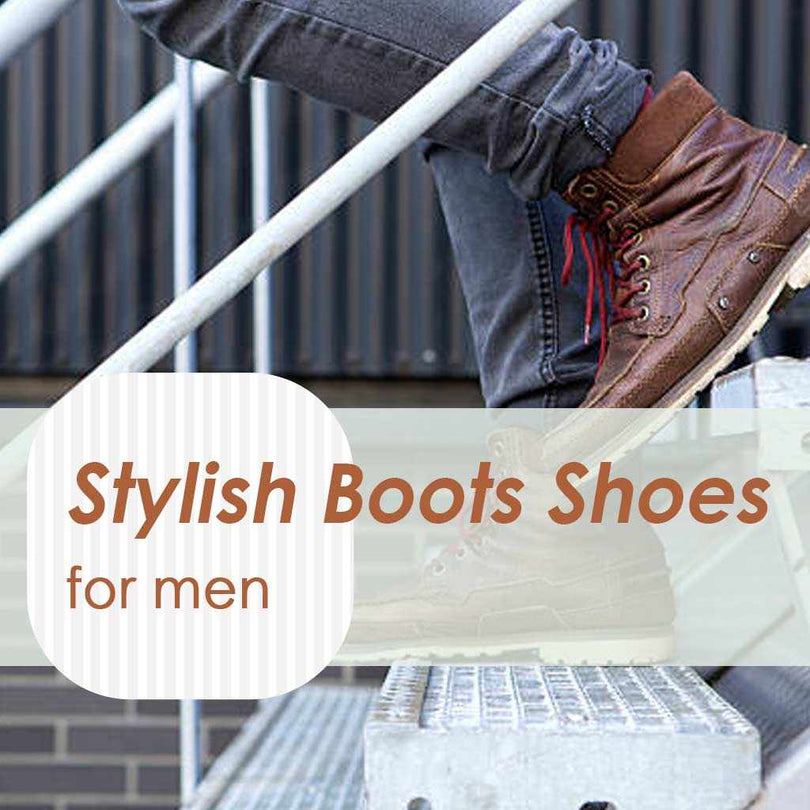 Stylish men's leather boots shoes with ankle support and heels