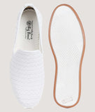 Big Boon Men's white perforated slip-on loafers with TPR sole.