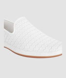 Men's woven design slip-on loafer with perforated upper and TPR sole.