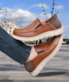 Big Boon men's casual slip-on shoes in synthetic leather with rubber sole and mid heel for effortless style