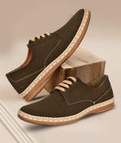 Men's casual nubuck derby shoes with TPR sole and braided detailing for formal and smart-casual wear