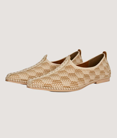 Beige Big Boon men's Nagra slip-on shoes with laser-cut synthetic upper and flat thermoplastic elastomer sole.