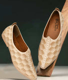 Beige Big Boon men's Nagra slip-on shoes with laser-cut synthetic upper and flat thermoplastic elastomer sole.