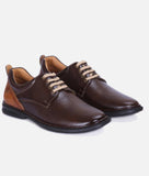 Big Boon Men's casual derby lace-up shoes in brown synthetic leather with rubber sole and low heel