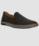 Men's Big Boon designer slip-on loafer shoes with perforated synthetic leather and flat TPR sole for comfort and breathability