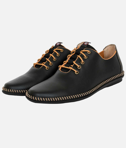 Big Boon Men's Casual Derby black synthetic leather lace-up shoes with rubber sole and low heel