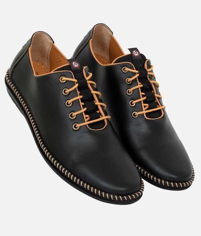 Big Boon Men's Casual Derby black synthetic leather lace-up shoes with rubber sole and low heel