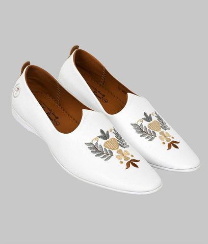 Bigboonstore Embroider/ Zardozi Style White / 6 Big Boon Men's Ethnic Shoes  Embroider/ Zardozi Style