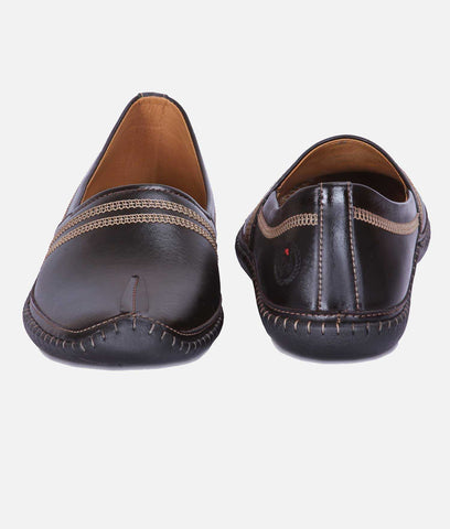 Big Boon men's black Nagra ethnic shoes made of synthetic leather with rubber sole and slip-on design for comfort and style