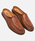 Bigboonstore Laser Cut Style Dtan / 6 Big Boon Men's Ethnic Shoes Mules Laser Cut Style